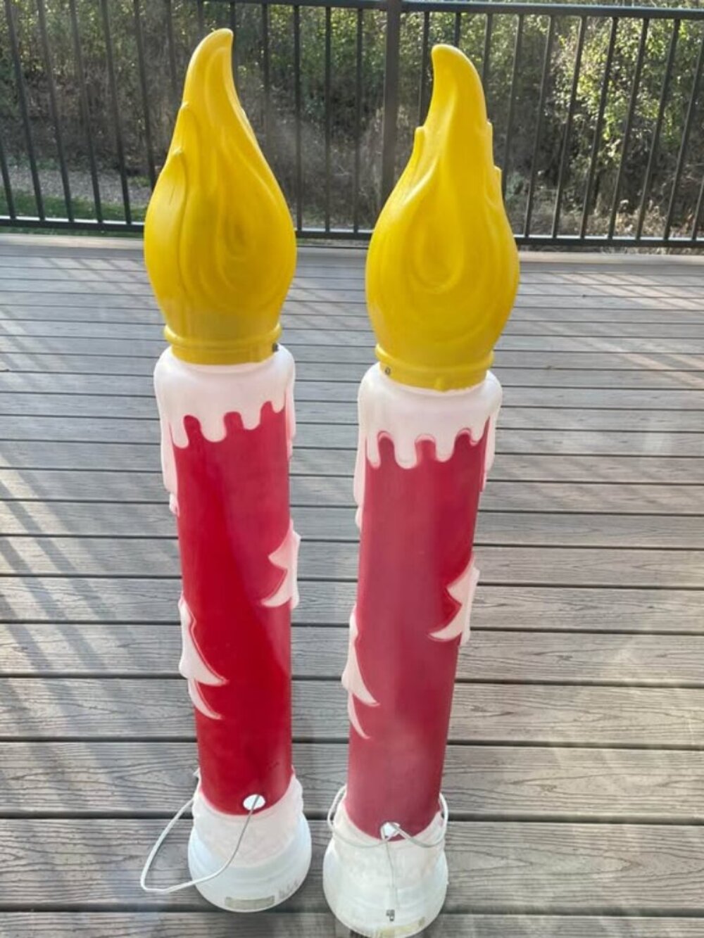 2 Vintage Christmas Candles NOEL Blow Mold Plastic 39" - Picture 2 of 5